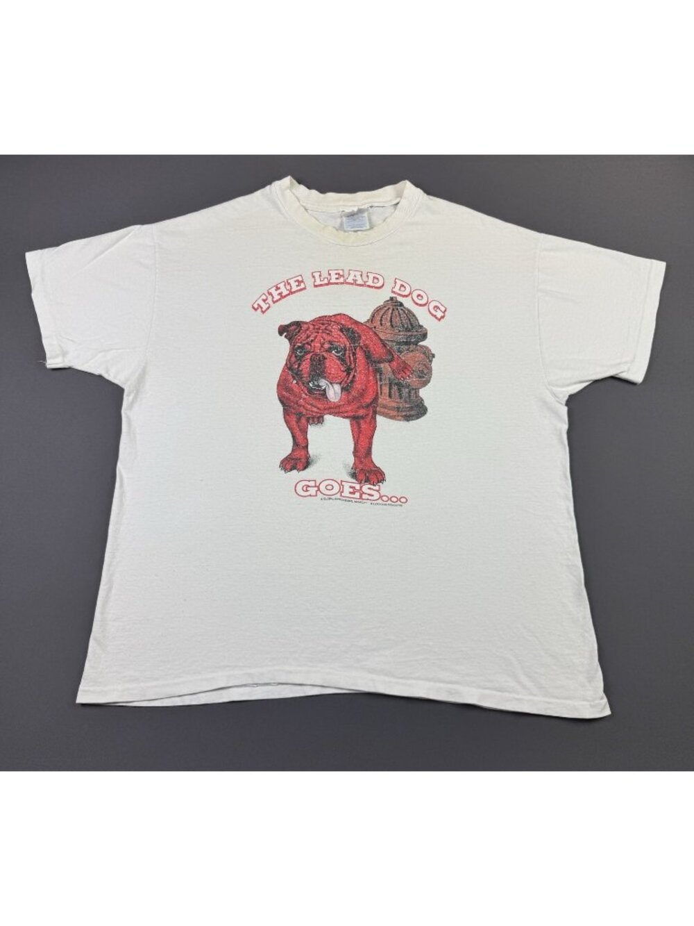 Rare Vintage 90s The Lead Dog Goes Where He Wants Funny Pee Art Humor Large Tee